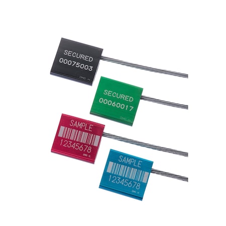 Dickey Mfg Co Defender High Security Cable Seal, Green 3.5 mm x 12 in, Laser Etched, Stock, PK100 50301DA02-1C